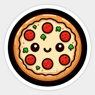 Cute Pepperoni Pizza in Kawaii Style | Design for Pizza Lovers | Pizza Party and Chill Sticker